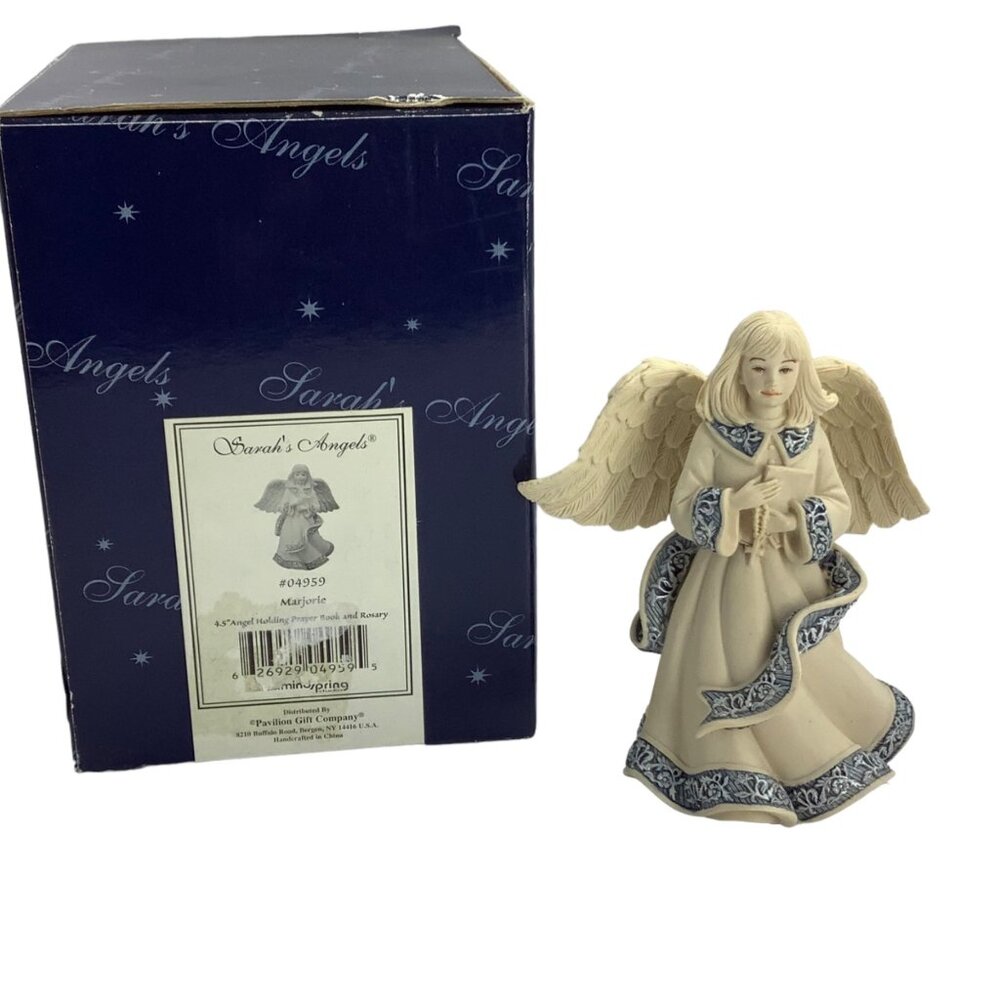Vtg 2004 Sarah's Angels MARJORIE Figurine‎ Catholic Rosary Prayer Book 4.25"